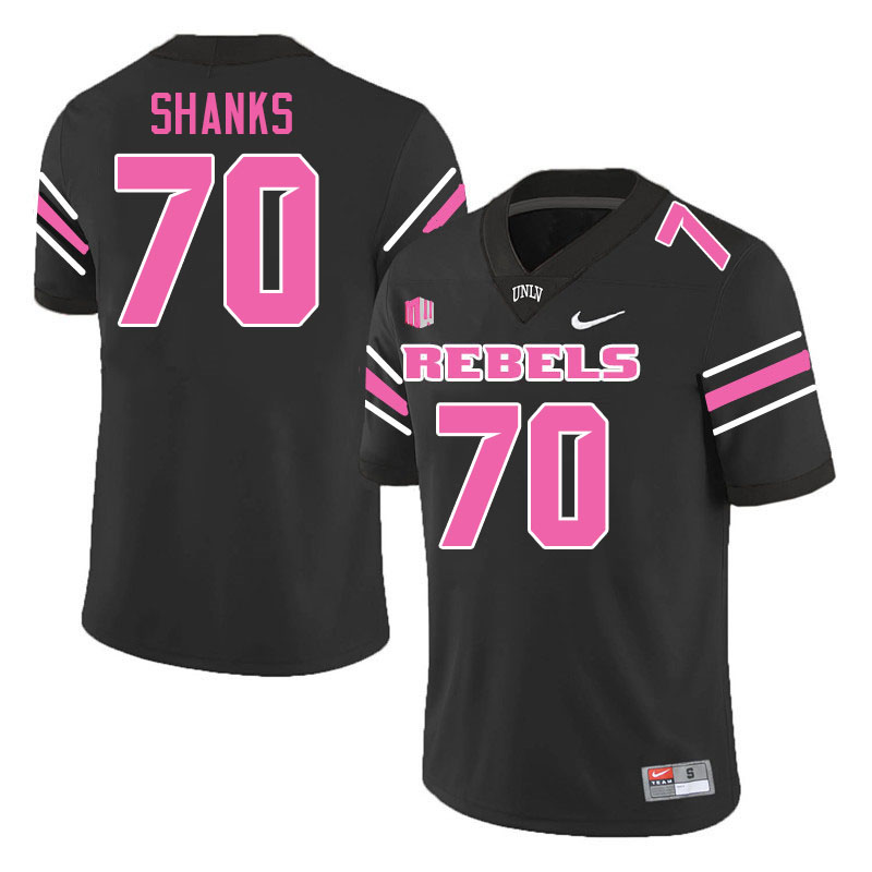 Men #70 Tiger Shanks UNLV Rebels College Football Jerseys Stitched-Black